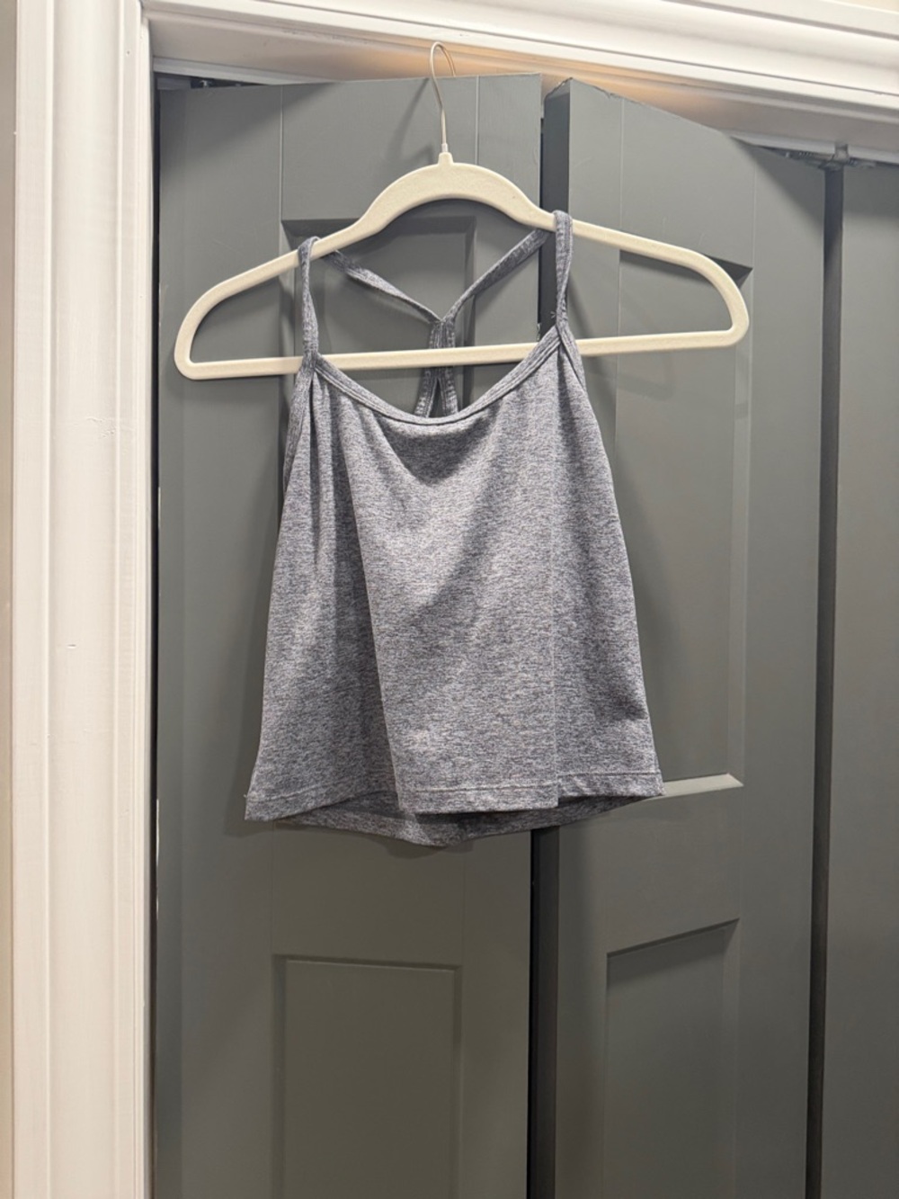 Women's Heather Gray Strappy cropped Tank Top